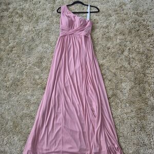 Azazie One-Shoulder Pink Gown